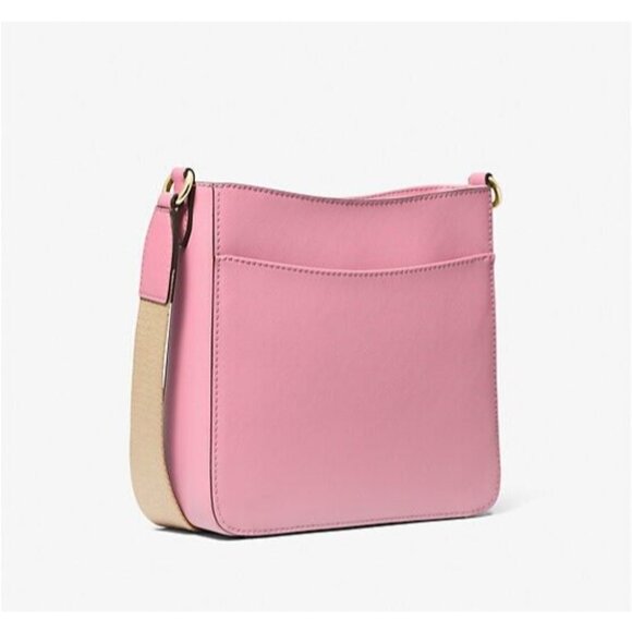 New Michael Kors Jet Set Travel Small Messenger Bag Faux Leather Carnation - Picture 2 of 4